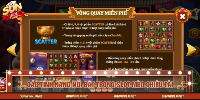 Những tính năng đáng chú ý trong slot Mèo Chiêu Tài